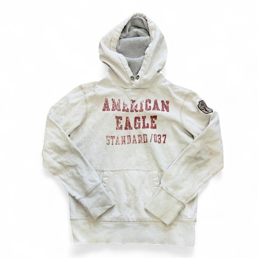 American Eagle Men's Hoodie Size XS Y2K Pullover Waffle Hood Grunge